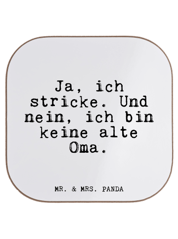Mr. & Mrs. Panda Untersetzer für Gläser Ja, ich stricke. Und... ... in Weiß