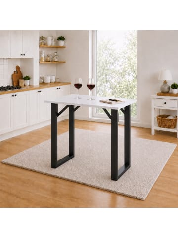 VCM  Holz Bartisch Stehtisch Tisch Tresen Xona 80x80 cm in Weiß/Schwarz