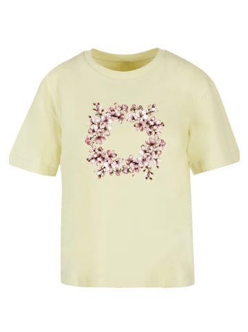 F4NT4STIC Tee Rosa Frühlings Blumenkranz Dekor in softyellow