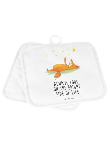 Mr. & Mrs. Panda Topflappen Fuchs Sterne mit Spruch in Weiß