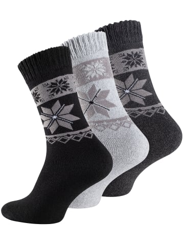 Cotton Prime® Frottee-Socken 9 Paar, Eiskristallmuster in Schwarz/Grau