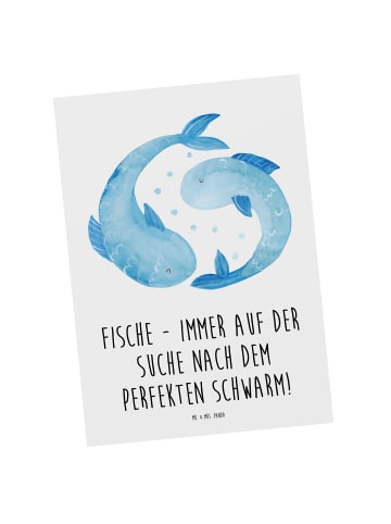 Mr. & Mrs. Panda Ansichtskarte Fische Schwarm mit Spruch in Weiß