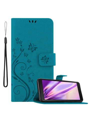 cadorabo Hülle für Samsung Galaxy XCover 5 Blumen Design in FLORAL BLAU