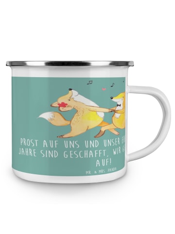 Mr. & Mrs. Panda Pott 15. Hochzeitstag Gläserne Hochzeit mit Spruch in Meeresbrise