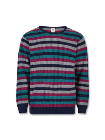 MANITOBER Streifen Strickpullover in Gray/Navy/Petrol/Fuchsia