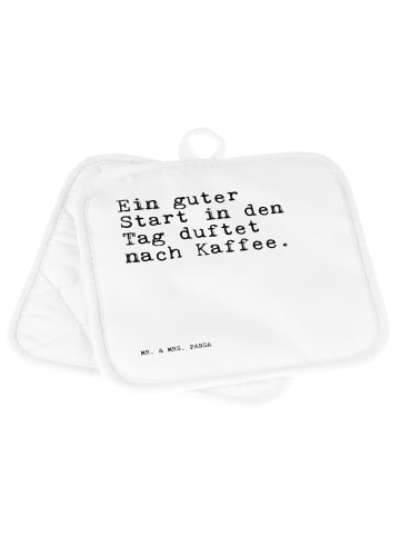 Mr. & Mrs. Panda Topflappen Ein guter Start in... mit Spruch in Weiß