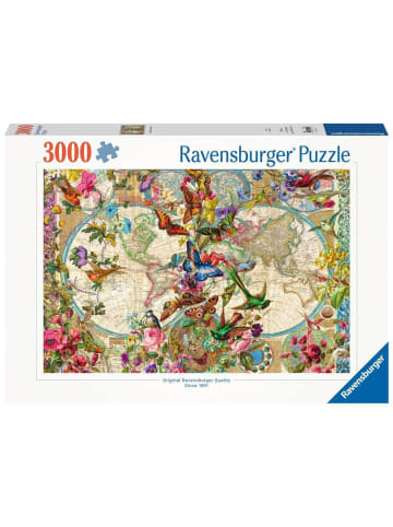 Ravensburger Puzzle 3.000 Teile Erwachsenenpuzzle 3000 Teile - Weltkarte mit Schmetterlingen Ab 14 Jahre in bunt