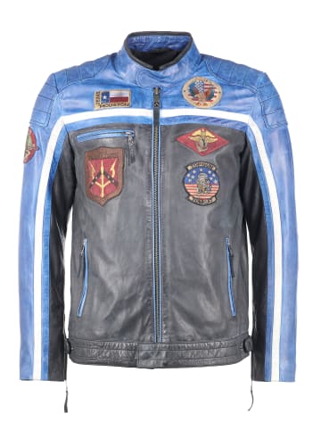 TOP GUN Lederjacke TGJ1005 in schwarz/blau