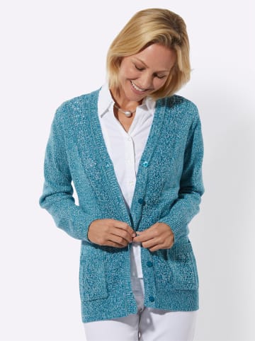 WITT WEIDEN Strickjacke in aquapetrol-ecru-meliert