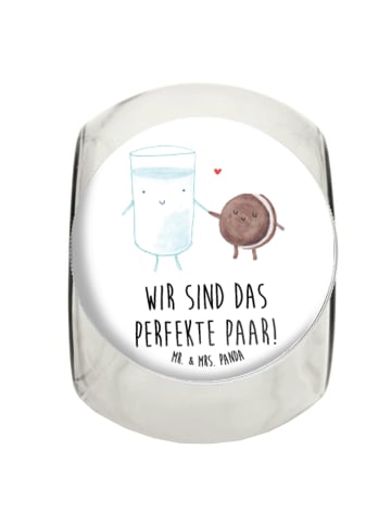 Mr. & Mrs. Panda Vorratsbehälter Milch Keks mit Spruch in Weiß