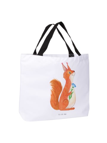 Mr. & Mrs. Panda Strandtasche Eichhörnchen Blume ohne Spruch in Weiß