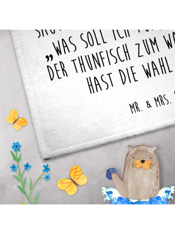 Mr. & Mrs. Panda Gästehandtuch Walfisch Thunfisch mit Spruch in Weiß