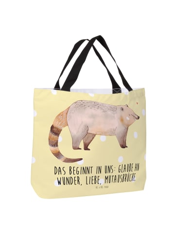 Mr. & Mrs. Panda Reisetasche Nasenbär mit Spruch in Gelb Pastell