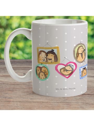 Mr. & Mrs. Panda Kaffeebecher Igel Familie ohne Spruch in Grau Pastell