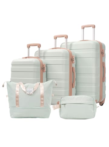 ABRIHOME 5er Koffer Set mit 4 Rollen und TSA, Grün