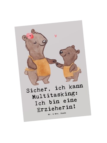 Mr. & Mrs. Panda Wanddeko Erzieherin Multitasking mit Spruch in Grau Pastell