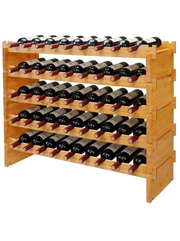 relaxdays Weinregal in Natur - (B)85 x (H)68 x (T)25,5 cm