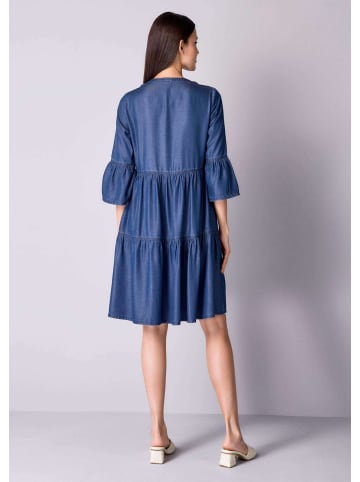 Alba Moda Stufenkleid mit 3/4-Volantärmeln in jeansblau
