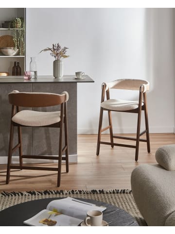 Beliani 2-tlg Barhocker DAY in Beige/Braun