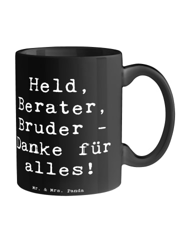 Mr. & Mrs. Panda Tasse Spruch Held Bruder mit Spruch in Schwarz