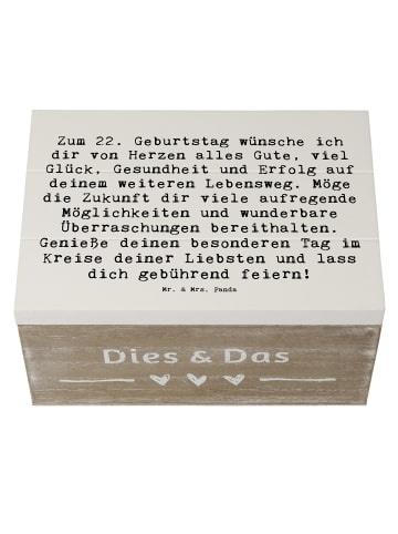 Mr. & Mrs. Panda Holzbox Spruch 22. Geburtstag mit Spruch in Weiß