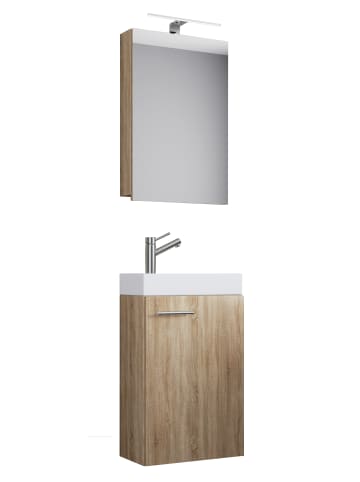 VCM 3-tlg Gäste WC Waschplatz Waschtisch Slito Schrank in Sonoma-Eiche (Sägerau)