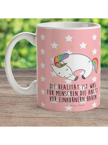 Mr. & Mrs. Panda Kaffeebecher Einhorn Nacht mit Spruch in Rot Pastell