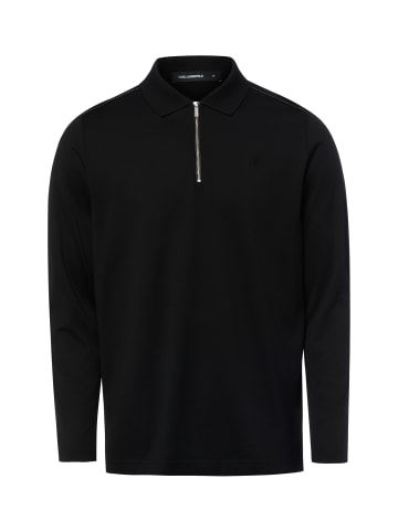 Karl Lagerfeld Langarm-Poloshirt in schwarz