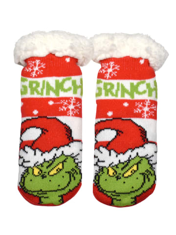 The Grinch The Grinch Hüttensocken Haussocken Kuschelsocken Socken in weiß/rot