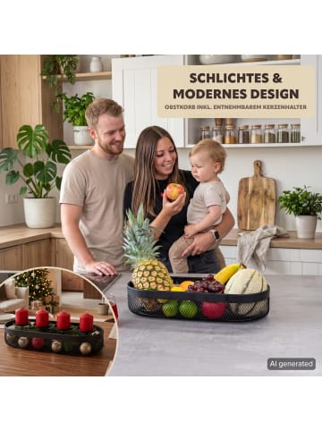 eluno Obstkorb 2in1 im Mesh-Design ca. 44 x 9,7 x 19 cm (B/H/T)