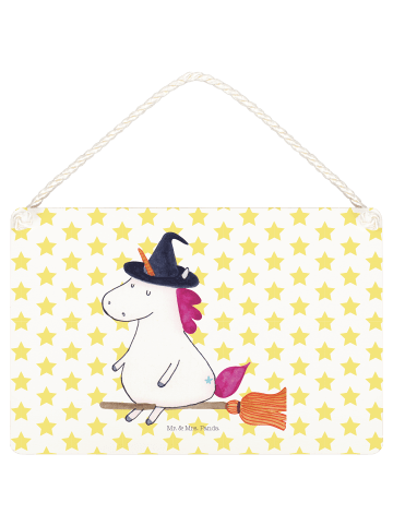 Mr. & Mrs. Panda Holzschild Einhorn Hexe ohne Spruch in Weiß