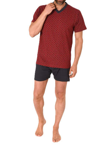 NORMANN kurzarm Schlafanzug Shorty Pyjama print - 77245 in rot