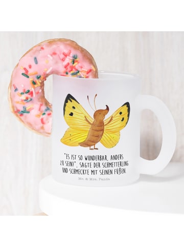 Mr. & Mrs. Panda Teetasse Schmetterling Zitronenfalter mit Spruch in Transparent