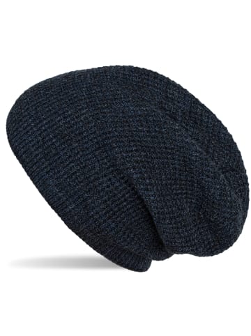 styleBREAKER Strick Beanie Mütze in Dunkelblau meliert