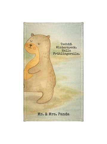 Mr. & Mrs. Panda Baumwollhandtuch Otter Bauch Design mit Spruch in Weiß