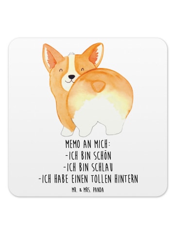 Mr. & Mrs. Panda Glasuntersetzer Corgi Po mit Spruch in Weiß