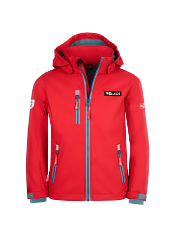 Trollkids Softshell Jacke "Preikestolen" in Rot/Delphinblau