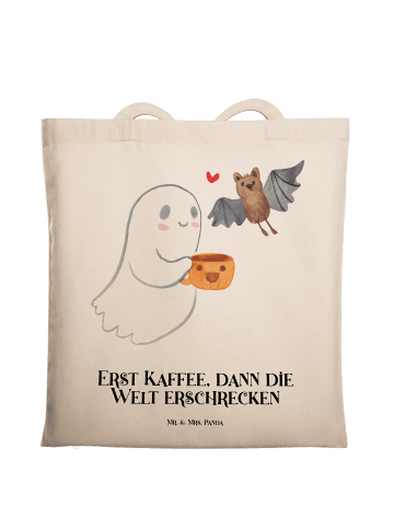 Mr. & Mrs. Panda Tragetasche Gespenst Kaffee mit Spruch in Creme