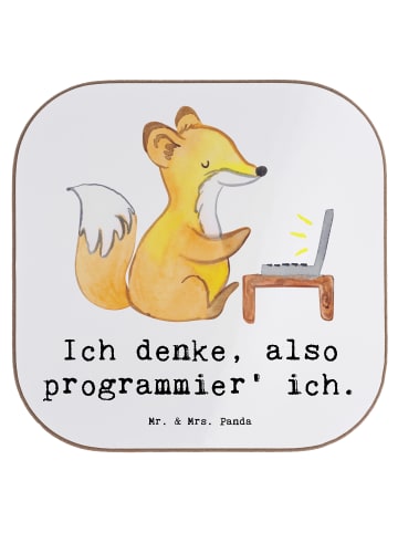Mr. & Mrs. Panda Holzuntersetzer Denker Softwareentwickler mit S... in Weiß