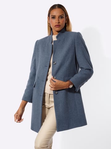 creation L Woll-Mantel in rauchblau-meliert