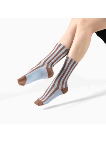MUNADUNA 2er-Pack Farbblock Streifen-Longsocks in Blau