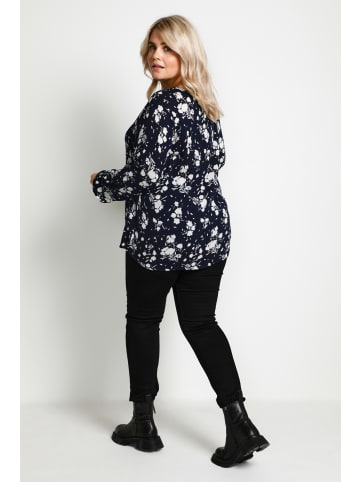 KAFFE curve Langarm-Bluse KCmira in Midnight M. / Chalk Big Flower