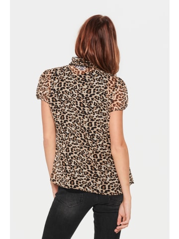 SAINT TROPEZ Langarm - Hemd LiljaSZ Gerade Passform in Black Reg Leo