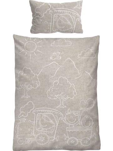 Biberna Melange-Flanell Kinder-Bettwäsche in beige