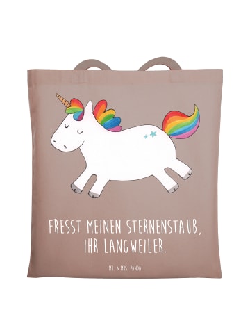 Mr. & Mrs. Panda Umhängetasche Einhorn Happy mit Spruch in Braun Pastell