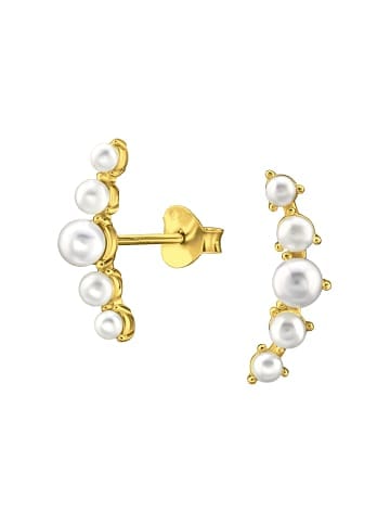 Alexander York Ohrringe, Ohrstecker PERLENREIHE in Gold aus 925 Sterling Silber, 2-tlg. in gold