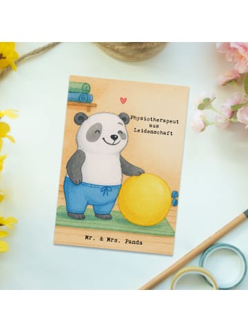 Mr. & Mrs. Panda Postkarte Physiotherapeut Leidenschaft Design m... in Weiß