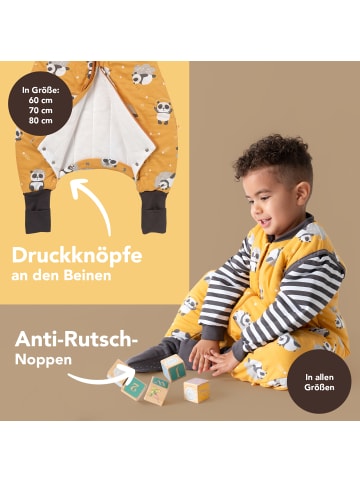 Schlummersack Schlafsack mit Füßen, umklappbaren Bündchen und Ärmeln, 1.0 TOG in Gold