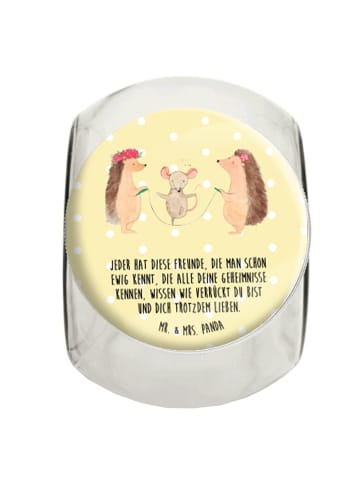 Mr. & Mrs. Panda Bonbonglas Igel Seilhüpfen mit Spruch in Gelb Pastell