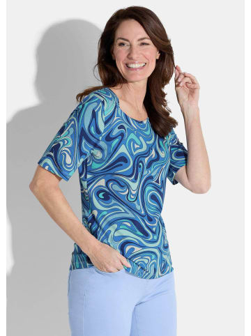 GOLDNER Shirt in blau / hellblau / türkis / gemustert